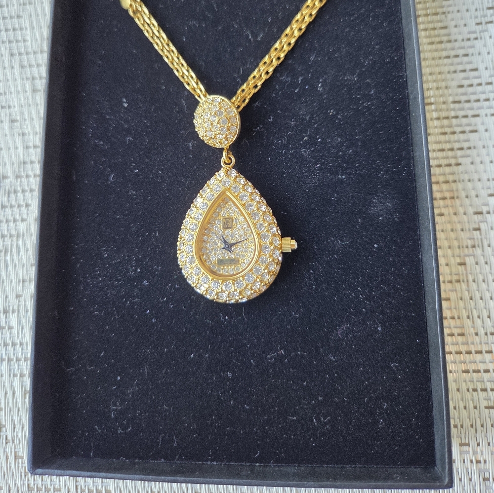 Victoria Wieck Gold Teardrop Watch Necklace